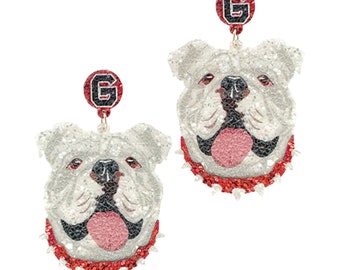 Glitter Bulldog Game Day Earrings