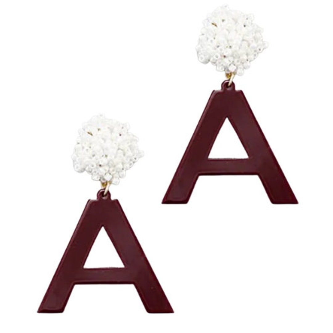 Beaded / Acrylic Letter a Alabama Earrings Game Etsy