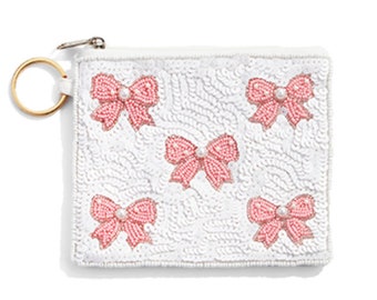 Bride Bow Beaded Coin Pouch