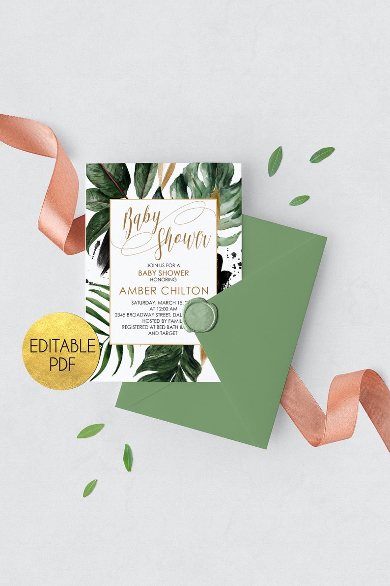 instant download tropical invitation template Tropical baby shower invitation template tropical baby shower invite invitation printable