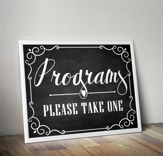 Wedding Program Sign Printable Wedding Program Sign Etsy