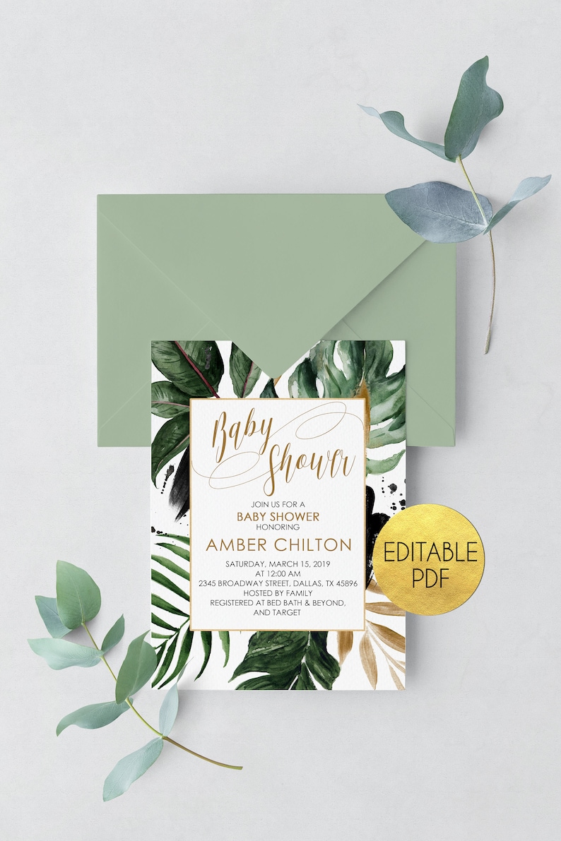 instant download tropical invitation template Tropical baby shower invitation template tropical baby shower invite invitation printable
