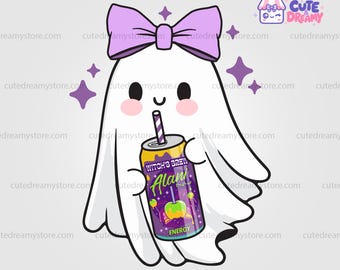 Kawaii Witch’s Brew Ghost Clipart – Cute Soda Can Energy Drink PNG| Funny Halloween | Fall Png | Little Ghosts Drink Png | Halloween Gift