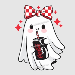 Cute Zero Soda Ghost PNG | Funny Halloween | Little Ghosts Drink Png | Halloween Gift | Cute Girly Ghost Png | Quirky Ghost Digital