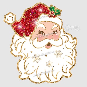 Retro Santa Christmas PNG Sublimation | Glitter Vintage Santa Clipart | Sparkle Christmas Download | Retro Christmas PNG for Shirt