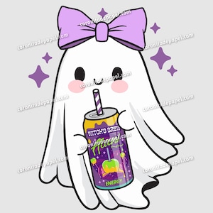 Kawaii Witch’s Brew Ghost Clipart – Cute Soda Can Energy Drink PNG| Funny Halloween | Fall Png | Little Ghosts Drink Png | Halloween Gift