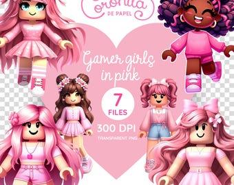 Gamer girls PNG images | Pink Digital Download | Instant download | Girl PNG Instant Digital Download Cute