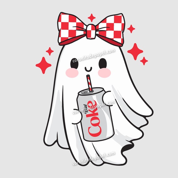 Cute Diet Soda Ghost PNG | Funny Halloween | Fall Png | Little Ghosts Drink Png | Halloween Gift | Cute Ghost Halloween Png | Quirky Ghost