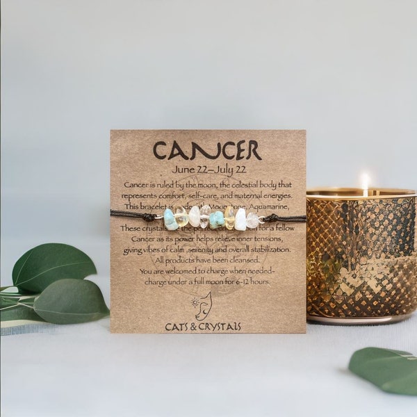 Cancer Zodiac Bracelet Adjustable Custom Gift For Him Gift For Her