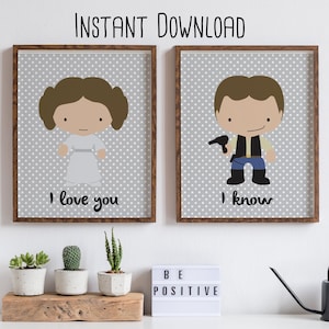 Han Solo and Leia I love you I know Romantic Love Print, Star Wars Wedding Gift, Star Wars Romantic Print, Star Wars Couple, Printable