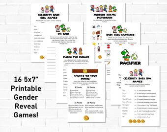 Super Mario Gender Reveal Ideas, Super Mario Party, Gender Reveal Games, Gender Reveal Game Bundle, Gender Reveal Games for Guest, Printable