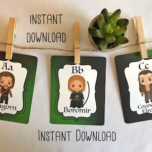 Lord of the rings ABC cards- Nursery Room Decoration, lots Decoration, LOTR Nursery, Nursery Decoration, PRINTABLE