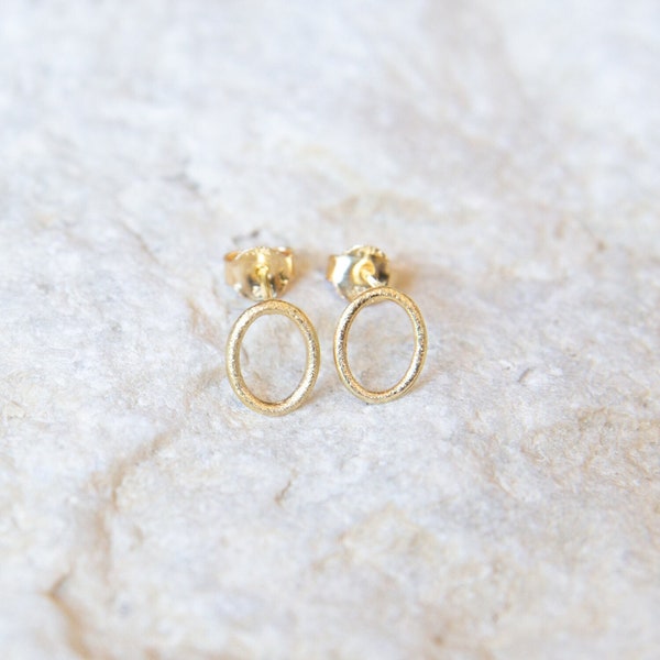 Gold Oval Earrings,9K,14K Solid Gold Earrings,Mother's Day Gift,Rose Gold Studs,Geometric Earrings,For Her,Bridesmaids Gift,Minimalist Studs