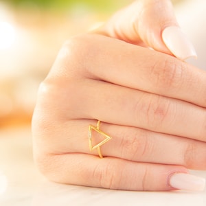 Gold Triangle Ring,Geometric Ring,9K,14K,Solid Gold Ring,Rose Gold Triangle,Birthday Gift,Bridesmaid Gift,Handmade Gold Ring,Gift For Her