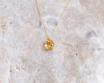 Handmade Solid Gold Citrine Necklace: November Birthstone Pendant