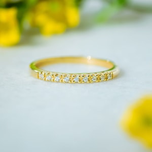 Diamond Half Eternity Band: Solid Gold Thin Wedding Ring