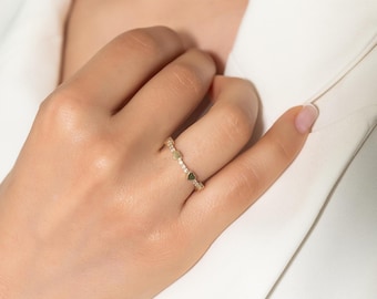 Small Heart Ring, 9K Solid Gold, Heart Line, Tiny Heart, Love Band, Thoughtful Gift For Her