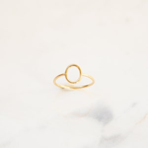 Gold Oval Ring,9K,14K,18K Solid Gold Ring,Geometric Ring,Minimalist Ring,Unique Design Ring,Gift For Her,Birthday Gift,Simple Everyday Ring image 2