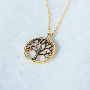 Solid Gold Tree of Life Necklace: Sterling Silver Tree, Handmade Family Charm