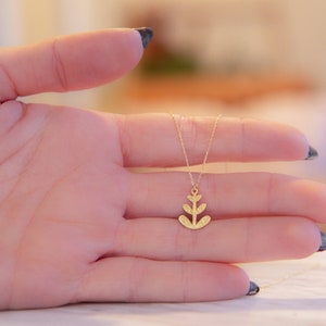 Leaf Necklace,9K,14K,18K,Solid Gold,Rose Gold,Birthday Gift,For Her,Nature Inspired Necklace,Graduation Gift,Olive Branch,Minimal Necklace