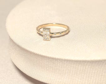 Unique Gemstone Ring, K9, Solid Gold, Multi Stone , Anniversary Gift for Her, CZ Engagement Ring