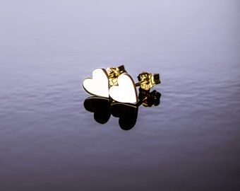 Tiny Gold Heart Earrings,Heart Shaped Studs,9K,14K,Solid Gold,Valentine's Day Gift, Birthday Gift, Girls Jewelry, Mother's Day Gift, For Her