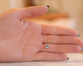 Aquamarine Necklace, March Birthstone,9K,14K,Solid Gold Necklace, Dainty Chain, Tiny Layering Necklace, Blue Gemstone Pendant, Gift for Her,