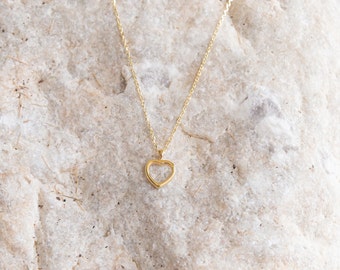 Tiny Heart Necklace,9K,14K,18K, Solid Gold, Dainty Chain Necklace, Birthday Gift, Bridesmaid Gift, Necklace For Her, Love Jewelry