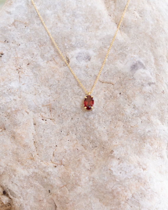 Red Garnet Necklace,january Birthstone, Natural Gemstone,9k,14k