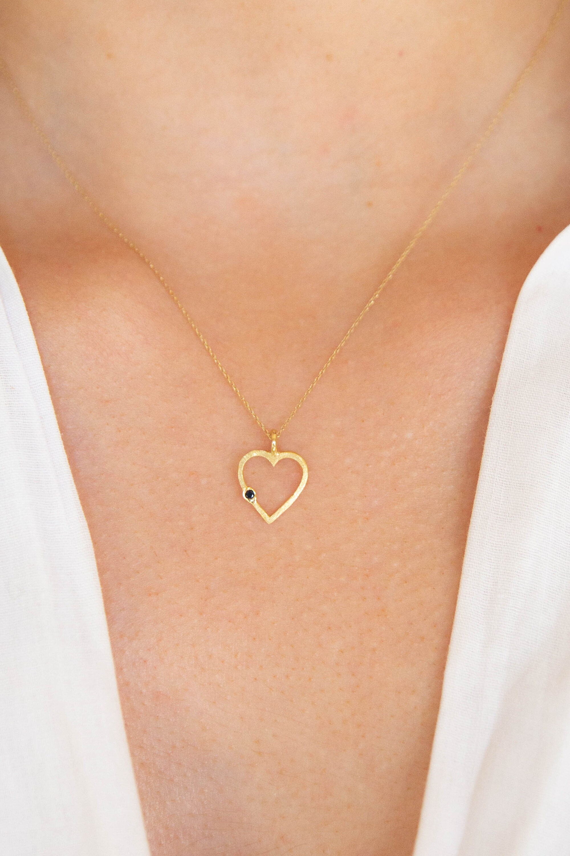 Heart Necklace, 9K,14K,18K, Solid Gold, Valentines Day, Love