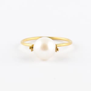 Pearl Ring,14K Solid Gold, Simple Pearl Ring,Freshwater Pearl,Modern Ring,Anniversary Gift,For Daughter, Mother&#39;s Day Gift, Bridal Jewelry