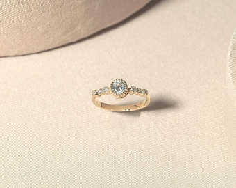 Solitaire Ring, Vintage Inspired, 9K, Solid Gold, Gift For Her, Affordable Engagement