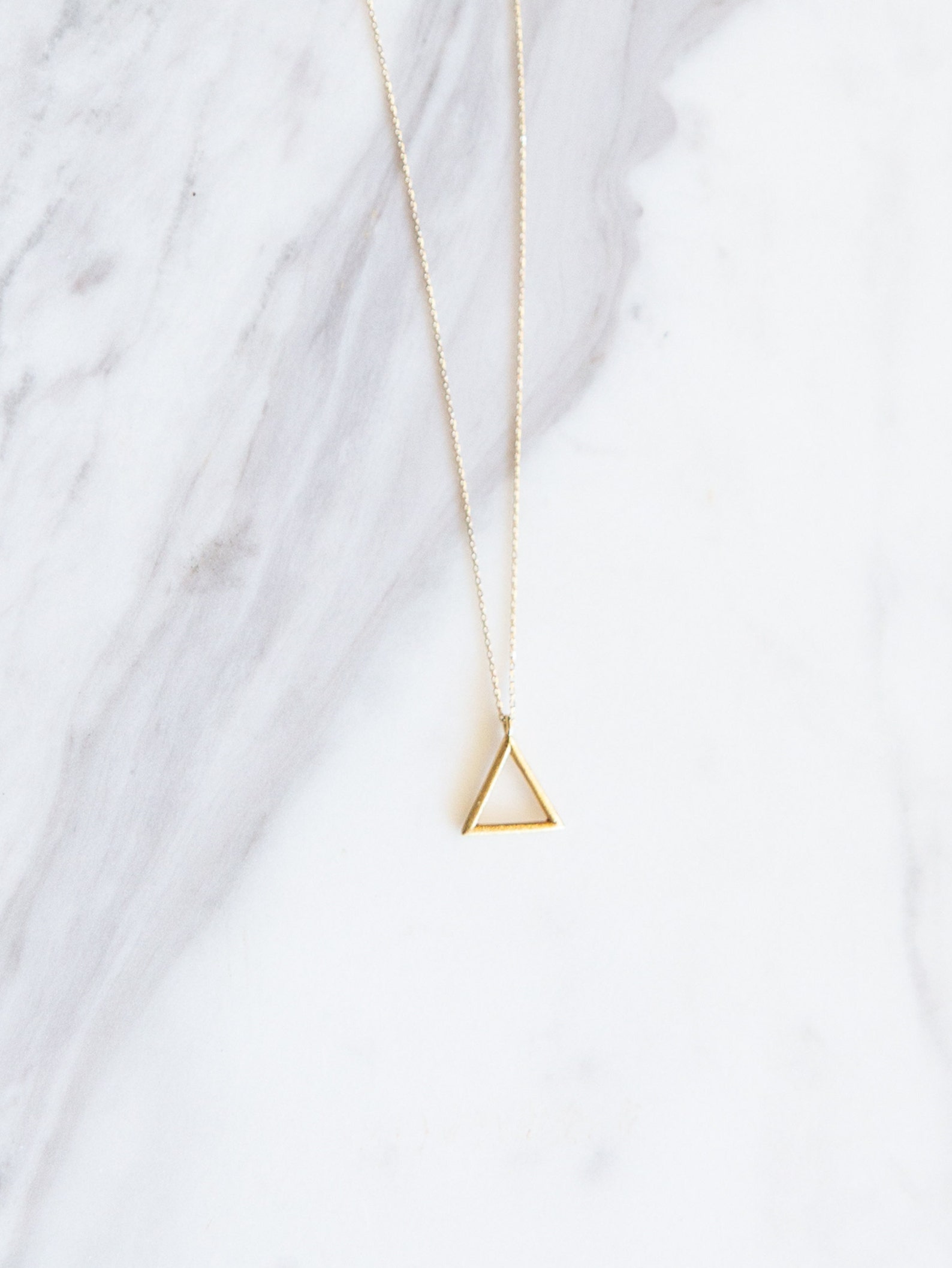 Tiny Gold Triangle Necklace9k14k Solid Gold Etsy