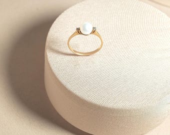 Pearl Ring, June Birthstone, K9, Solid Gold, Bridal Jewelry,Gift For Her, Dainty And Elegand