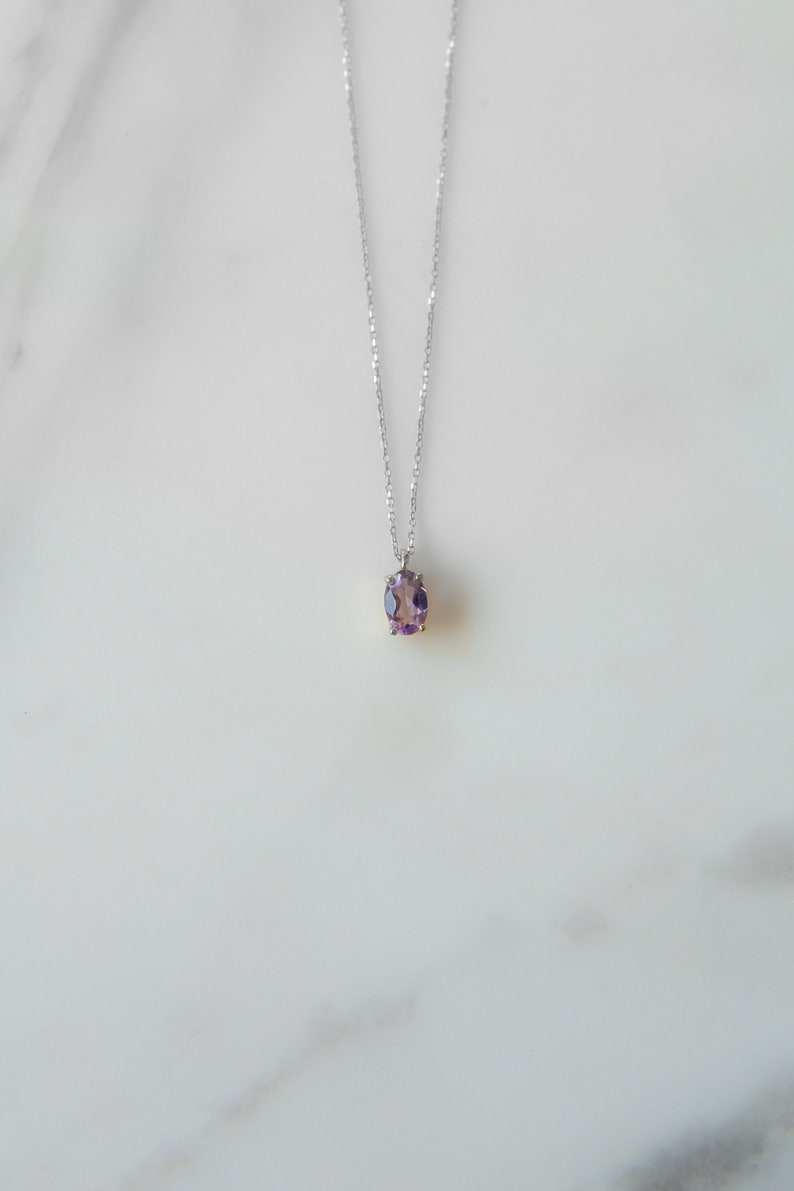 Pink Tourmaline Necklace,October Birthstone,9K,14K,18K Solid Gold,Pink Crystal,Anniversary Gift,Birthday Gift,Oval Gemstone Pendant image 5