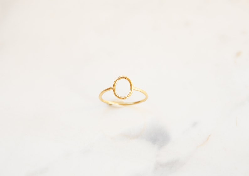 Gold Oval Ring,9K,14K,18K Solid Gold Ring,Geometric Ring,Minimalist Ring,Unique Design Ring,Gift For Her,Birthday Gift,Simple Everyday Ring image 2
