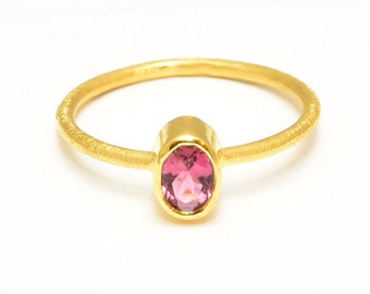 Pink Tourmaline Ring,14K Solid Gold Ring, October Birthstone,Handmade Jewelry, Gift For Her, Birthday Gift, Mother's Day Gift,For Every Day