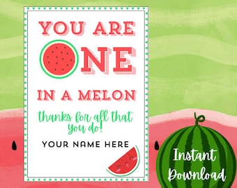 Watermelon Appreciation Gift Tags: Teacher Staff Thank You (Printable)