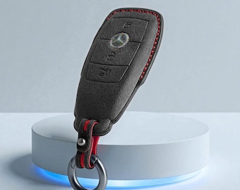 Funda de llave de Alcantara para Mercedes Clase C, Clase E, Clase S, GLA, GLK, GLE, GLS, ML, CLA, SLK, SL, Vito, Viano, funda inteligente para llave de coche, accesorios