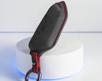 Skoda Hand-Stitched Alcantara Key Fob Cover l Luxury Protective Key Case