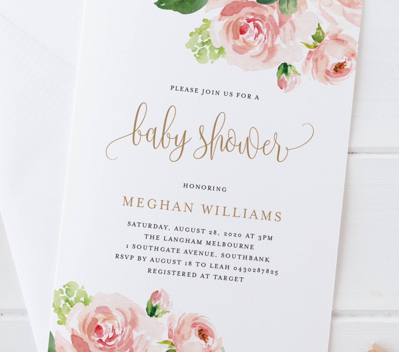 Printable Rose Baby Shower Invitation Pink Rose Baby Shower | Etsy Hong ...