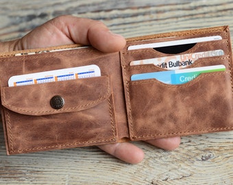 Leather wallet Men's wallet Handmade gift Custom leather wallet Personalized wallet Wallet with coins pocket Custom gift