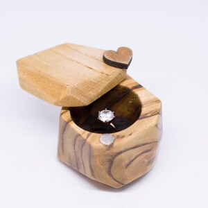 Wooden ring box, Box, Engagement box, Oblique box, Wedding, Proposal box, Natural wood box, Ring box, Heart box