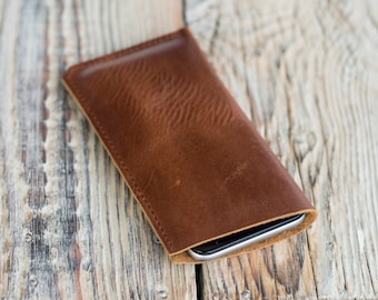 Leather phone case, Leather sleeve, Phone sleeve, iPhone sleeve