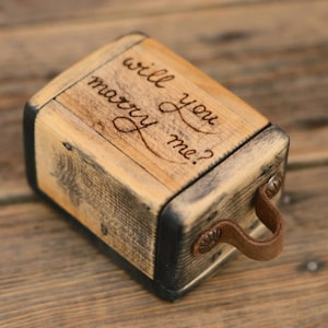 Wooden Proposal box, Proposal Ring box, Engagement box, Wooden box, Rustic box, Will you marry me, Ring box, Gift for her, Custom box