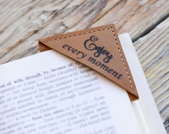 Leather bookmarks, Custom engraved bookmark, Personalized bookmark, Bookmark, Corner bookmark, Gift ideas