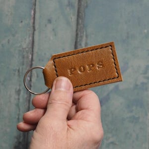 Personalised Leather Keyring, 3rd Anniversary Gift, Handmade Key Fob, Grandparent Gift