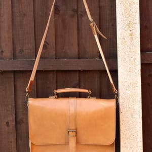 Tan Brown Leather Laptop Bag, Convertible Work Backpack, Unisex Briefcase, Handmade Shoulder Bag, Large Men's Bag, Anniversary gift for him image 9