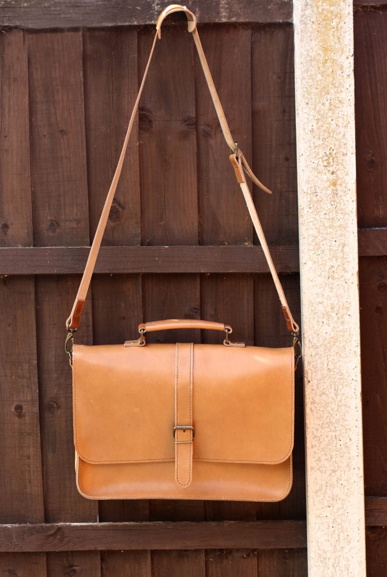 Tan Brown Leather Laptop Bag, Convertible Work Backpack, Unisex Briefcase, Handmade Shoulder Bag, Large Men's Bag, Anniversary gift for him image 9