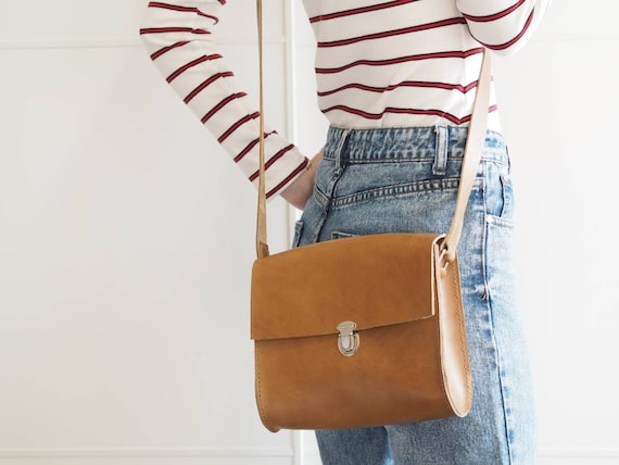 Brown Leather Shoulder Bag, Tan Minimalist Women's Bag